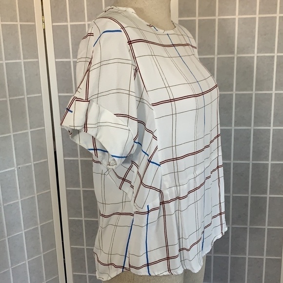 Next UK Short Sleeve Checked Blouse Size UK12/US10 - Picture 3 of 6